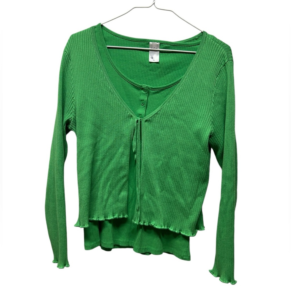 Anko green ribbed cardigan sweater and tank top set size 12